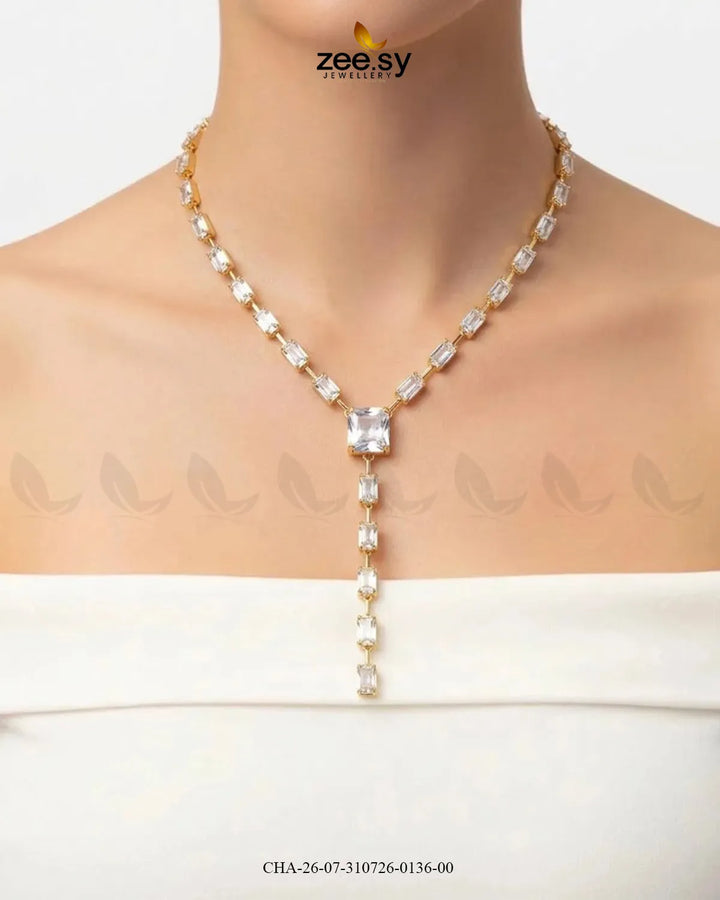Modern Baguette Gemstone Y Chain