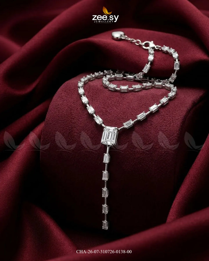 Modern Baguette Gemstone Y Chain