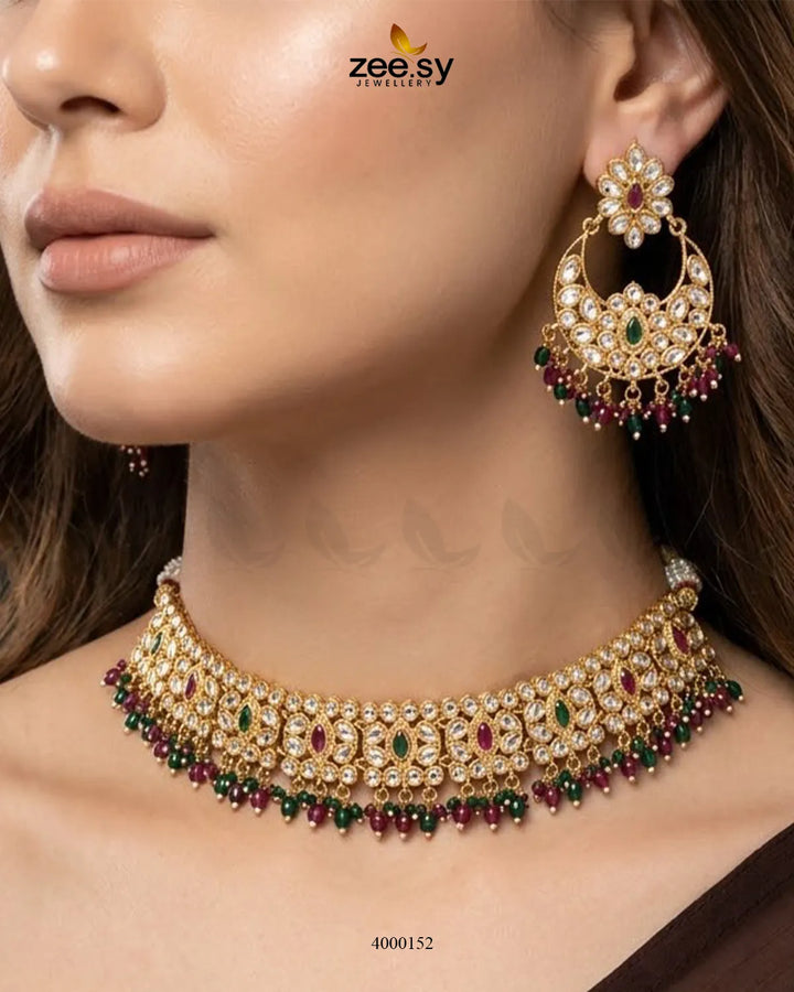 Nova Beaded Stone Necklace Set Necklace Sets - Zeesy Jewellery Pakistan | Premium Artificial & Imitation Jewellery