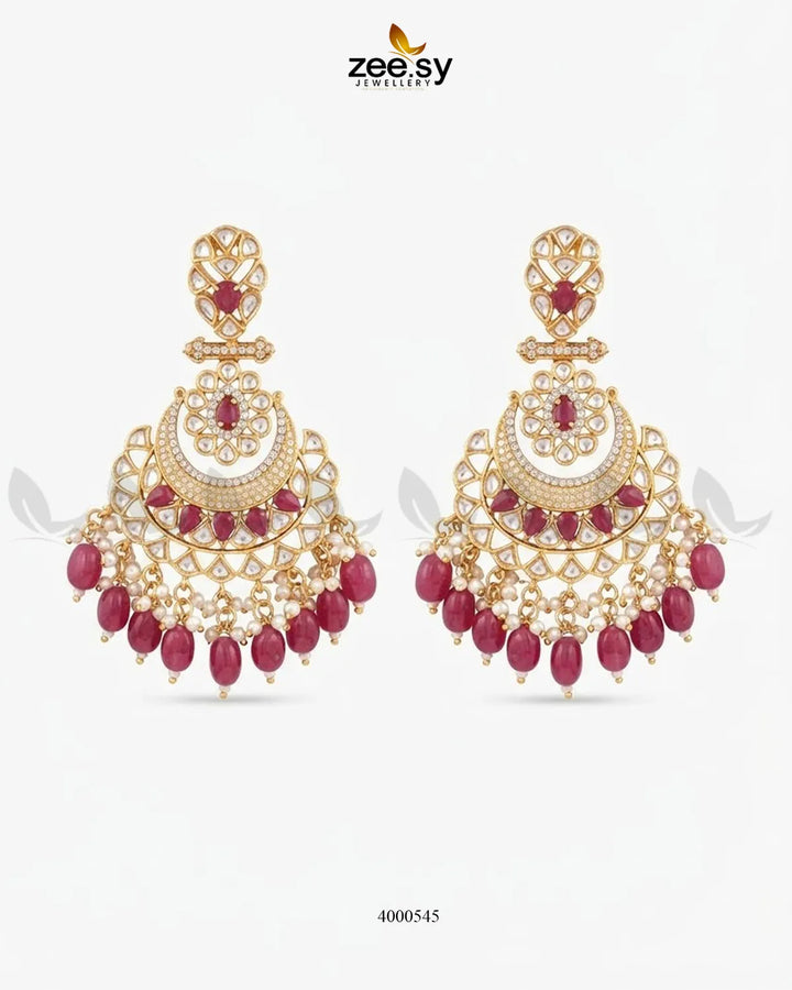 Orchid Grand Crescent Chandbali Earrings Earrings - Zeesy Jewellery Pakistan | Premium Artificial & Imitation Jewellery