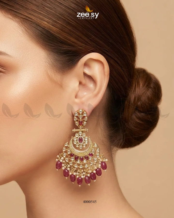 Orchid Grand Crescent Chandbali Earrings Earrings - Zeesy Jewellery Pakistan | Premium Artificial & Imitation Jewellery