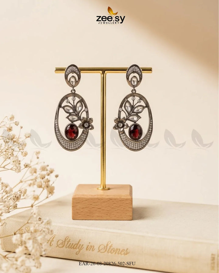 Orla Oval Crystal Drop Earrings Earrings - Zeesy Jewellery Pakistan | Premium Artificial & Imitation Jewellery