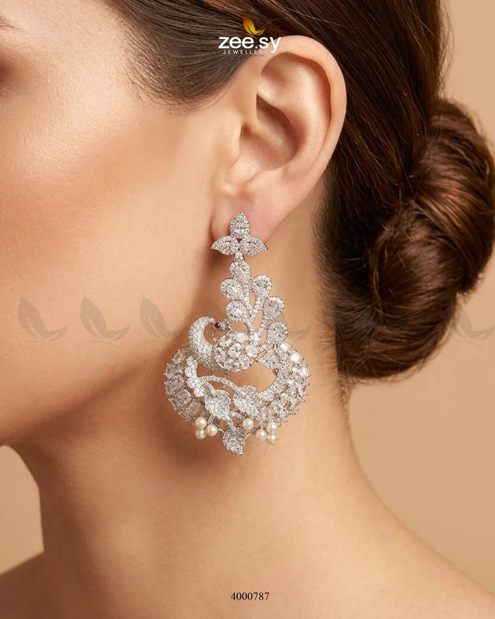 Black Ornate Peacock Zircon Mala Necklace set with intricate design and shimmering zircon stones, crafted by RHS09.
