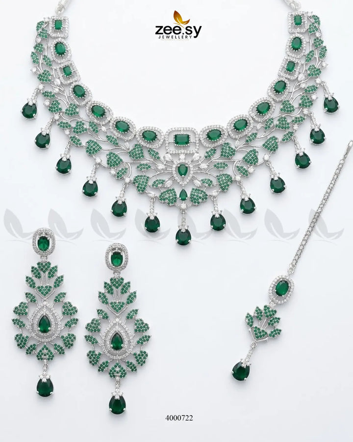 Petal American Diamond Necklace Set Necklace Sets - Zeesy Jewellery Pakistan | Premium Artificial & Imitation Jewellery