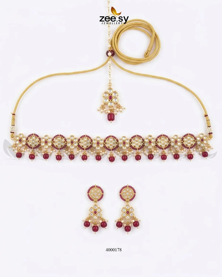 Petunia Floral Stone Necklace Set Necklace Sets - Zeesy Jewellery Pakistan | Premium Artificial & Imitation Jewellery