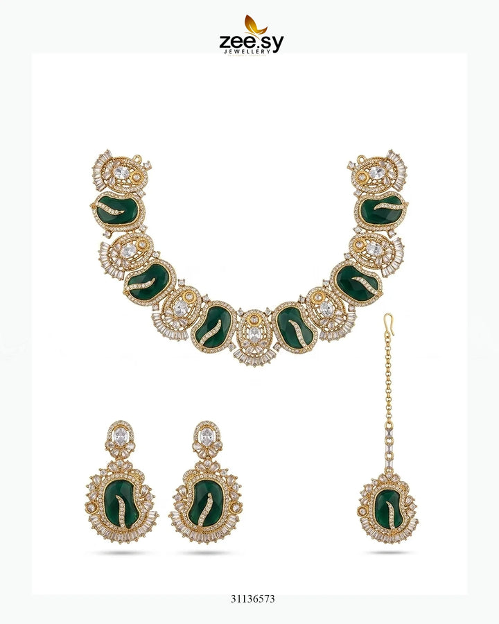 Precious Bold Gemstone Necklace Set Necklace Sets - Zeesy Jewellery Pakistan | Premium Artificial & Imitation Jewellery