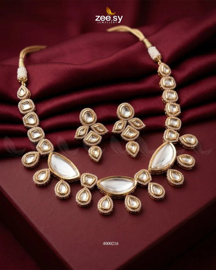 Prism Statement Polki Necklace Set Necklace Sets - Zeesy Jewellery Pakistan | Premium Artificial & Imitation Jewellery