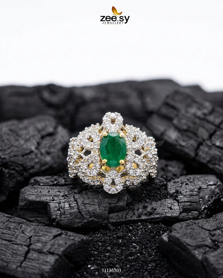 Queen’s Bold Stone Cluster Ring Finger Ring - Zeesy Jewellery Pakistan | Premium Artificial & Imitation Jewellery
