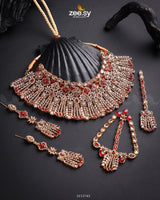 Momina Bridal Sets Golden Red - Zeesy Jewellery
