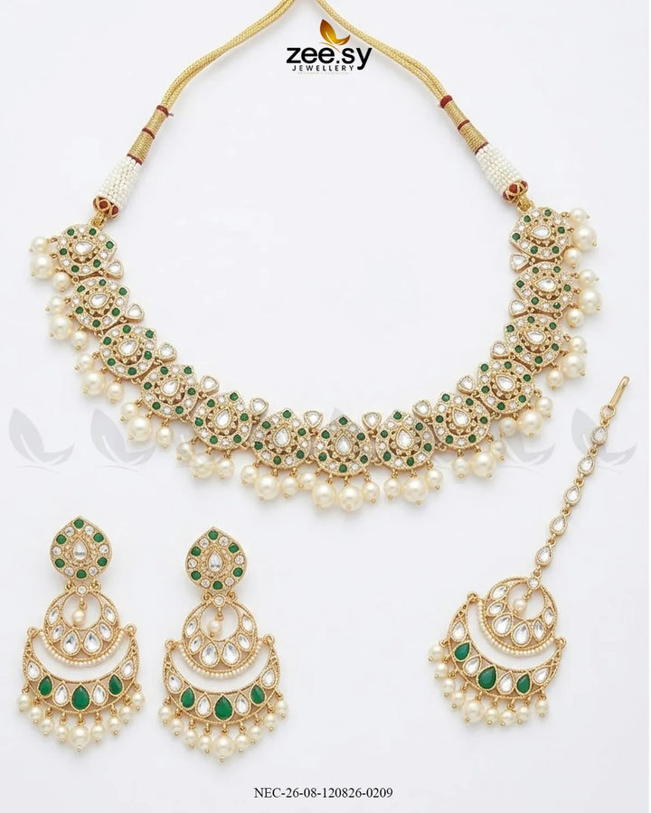 Refined Kundan Pearls Necklace Set
