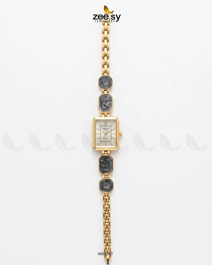 Black and white retro square dial watch by AJ03, featuring a stylish vintage-inspired design and classic watch accessories.