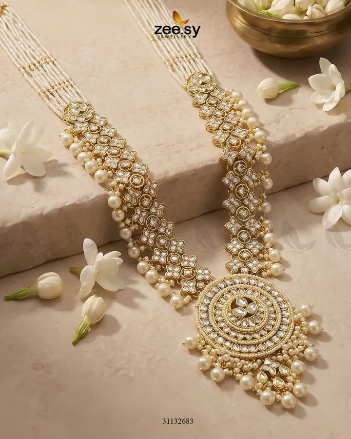 Rich Round Kundan Malla Set Malla Necklace - Zeesy Jewellery Pakistan | Premium Artificial & Imitation Jewellery