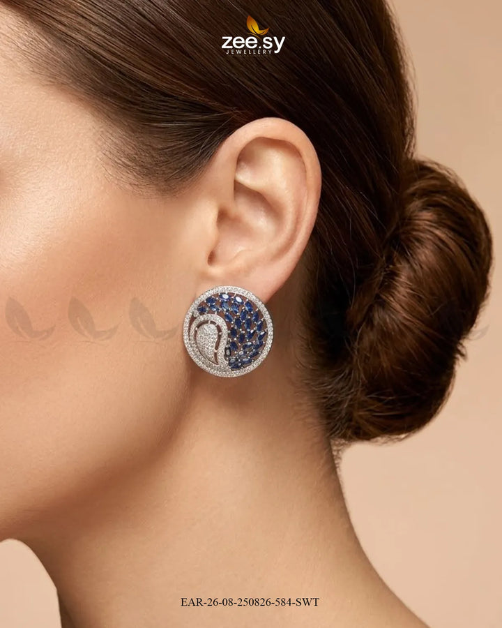 Ripple Pave Zircon Earrings - Silver Earrings - Zeesy Jewellery Pakistan | Premium Artificial & Imitation Jewellery