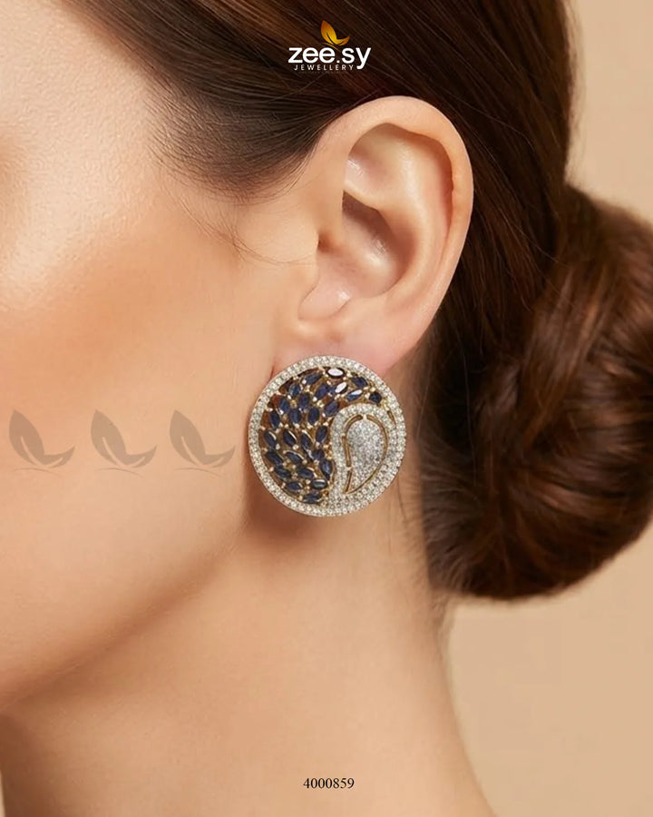 Ripple Pave Zircon Earrings - Golden Earrings - Zeesy Jewellery Pakistan | Premium Artificial & Imitation Jewellery