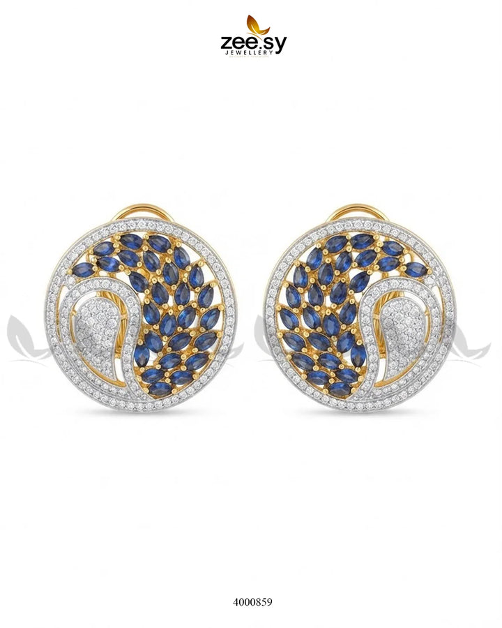 Ripple Pave Zircon Earrings - Golden Earrings - Zeesy Jewellery Pakistan | Premium Artificial & Imitation Jewellery