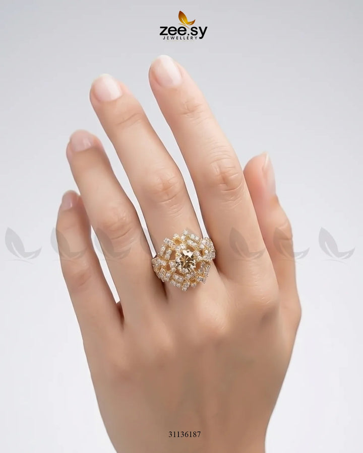 Royal Azure Cluster Ring Finger Ring - Zeesy Jewellery Pakistan | Premium Artificial & Imitation Jewellery