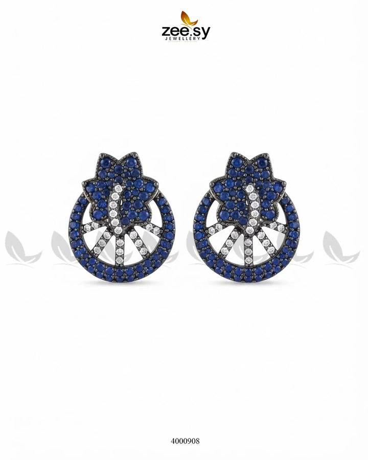 Royal Floral Zircon Earrings - Metallic Earrings - Zeesy Jewellery Pakistan | Premium Artificial & Imitation Jewellery