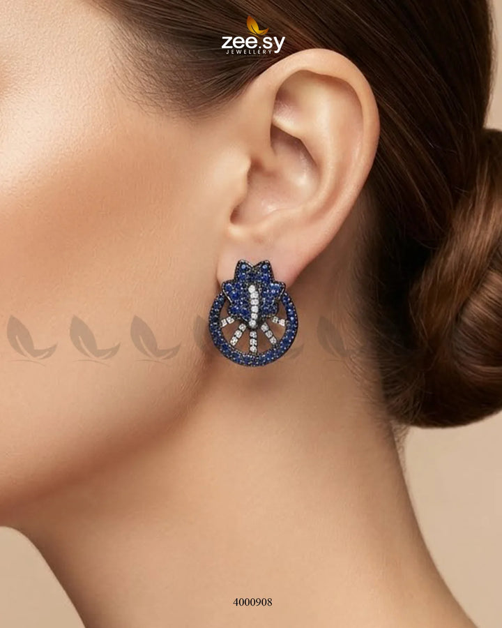 Royal Floral Zircon Earrings - Metallic Earrings - Zeesy Jewellery Pakistan | Premium Artificial & Imitation Jewellery