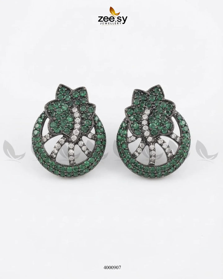 Royal Floral Zircon Earrings - Metallic Earrings - Zeesy Jewellery Pakistan | Premium Artificial & Imitation Jewellery
