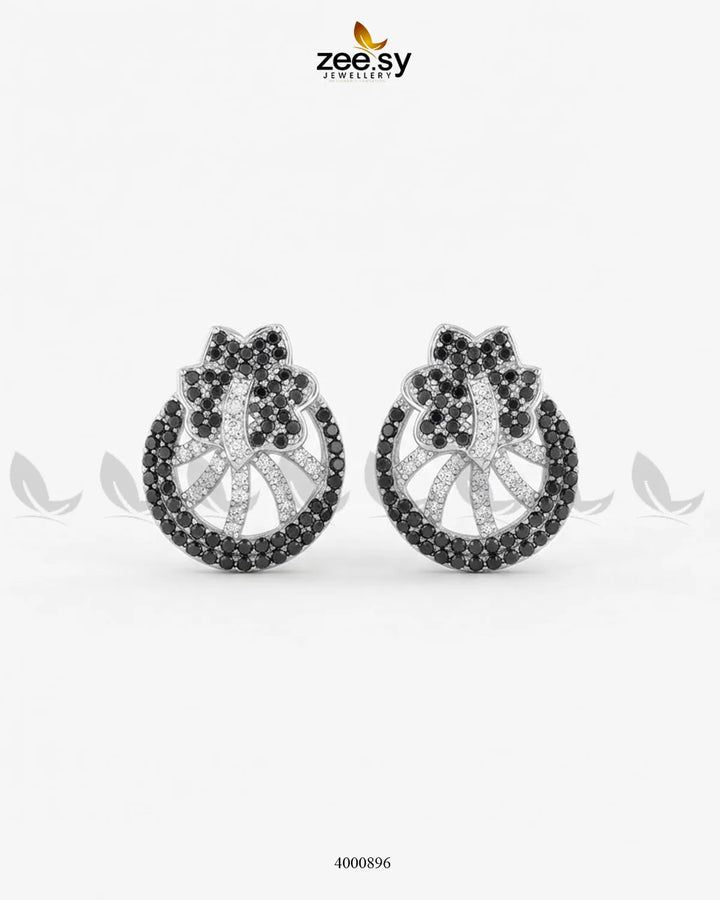 Royal Floral Zircon Earrings - Silver Earrings - Zeesy Jewellery Pakistan | Premium Artificial & Imitation Jewellery