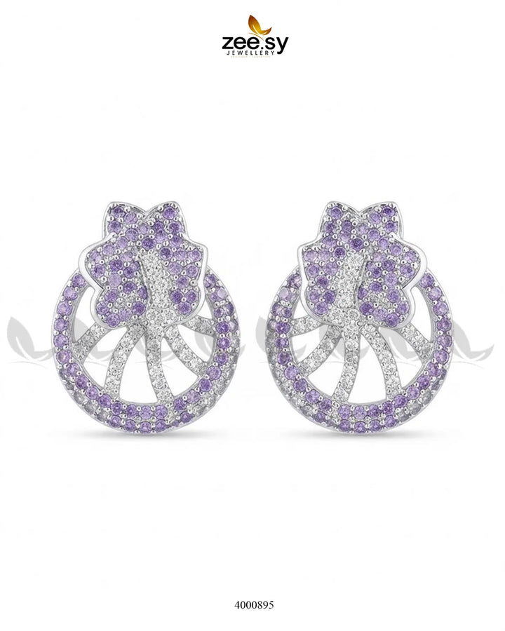 Royal Floral Zircon Earrings - Silver Earrings - Zeesy Jewellery Pakistan | Premium Artificial & Imitation Jewellery