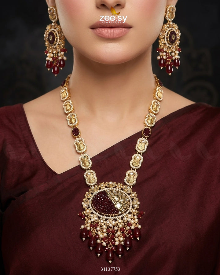 Royal Kundan Malla Necklace Set Malla Necklace - Zeesy Jewellery Pakistan | Premium Artificial & Imitation Jewellery