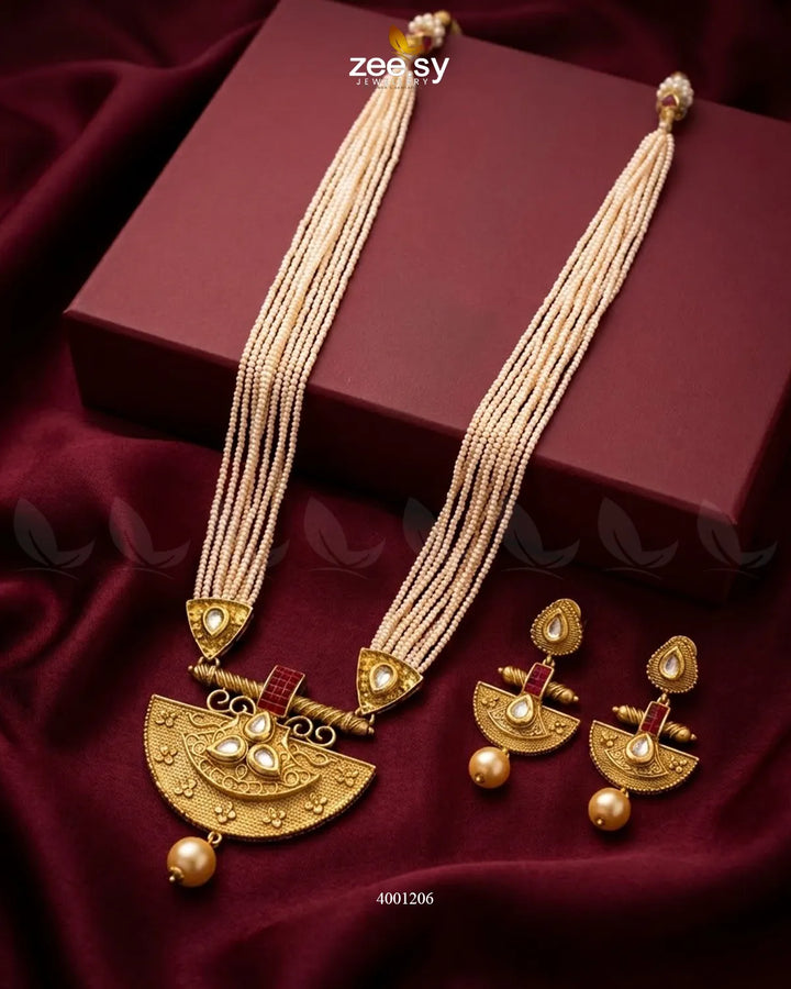 Royal Kundan Pearl Malla Set Malla Necklace - Zeesy Jewellery Pakistan | Premium Artificial & Imitation Jewellery