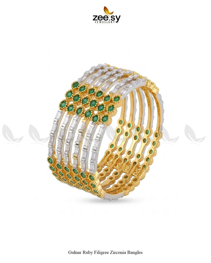 Royal Motif Ornate Jewel Bangles - Green BANGLES - Zeesy Jewellery Pakistan | Premium Artificial & Imitation Jewellery