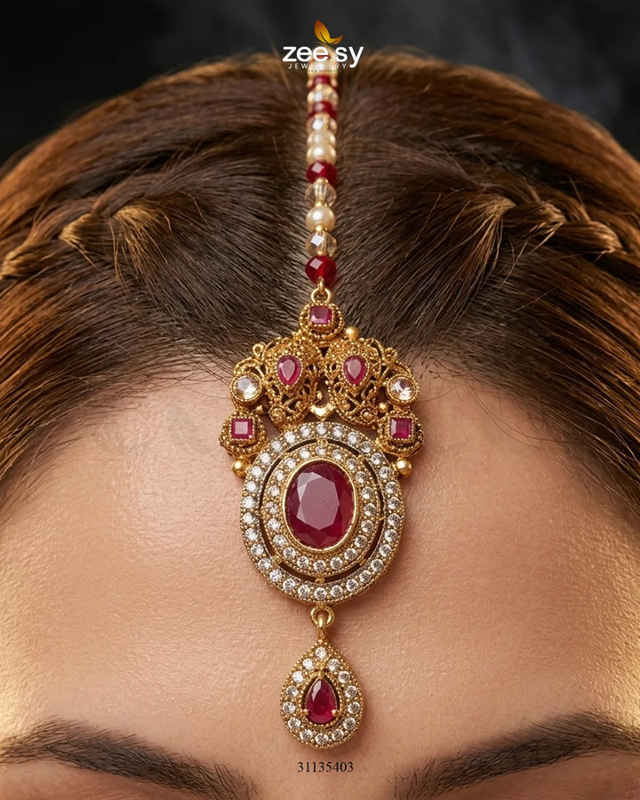 Royal Ruby Oval Bridal Set Bridal Set - Zeesy Jewellery Pakistan | Premium Artificial & Imitation Jewellery