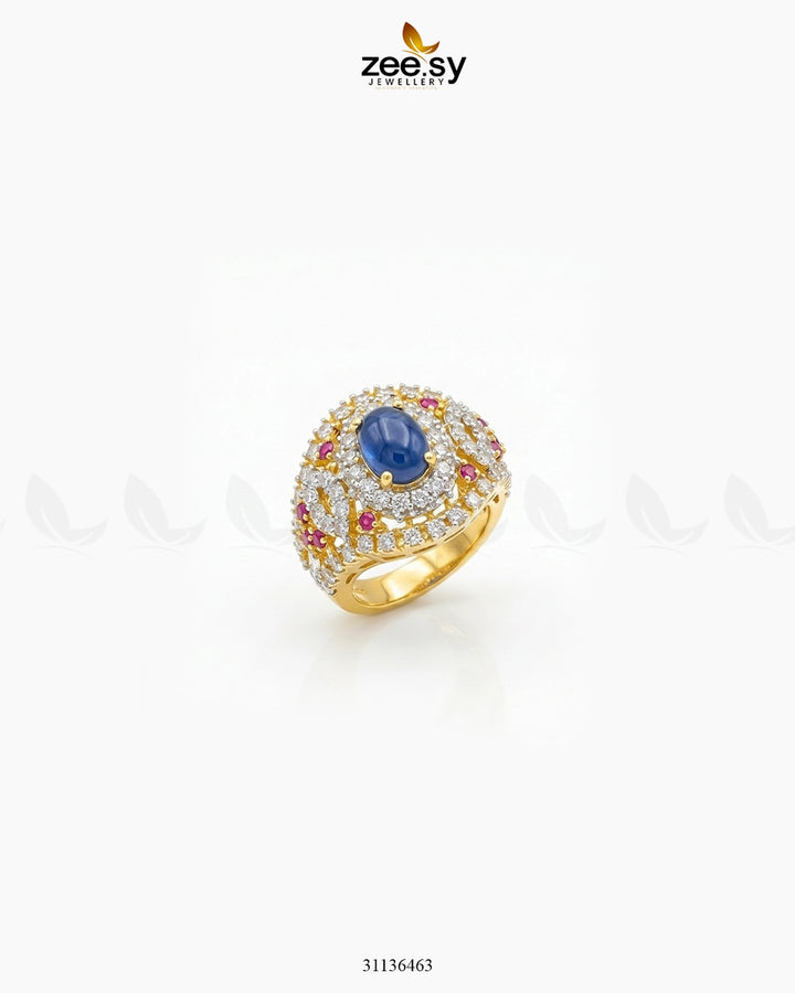 Sapphire Circle Cluster Ring Finger Ring - Zeesy Jewellery Pakistan | Premium Artificial & Imitation Jewellery