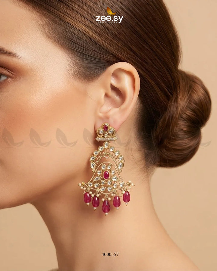 Scarlet Filigree Kundan Earrings Earrings - Zeesy Jewellery Pakistan | Premium Artificial & Imitation Jewellery