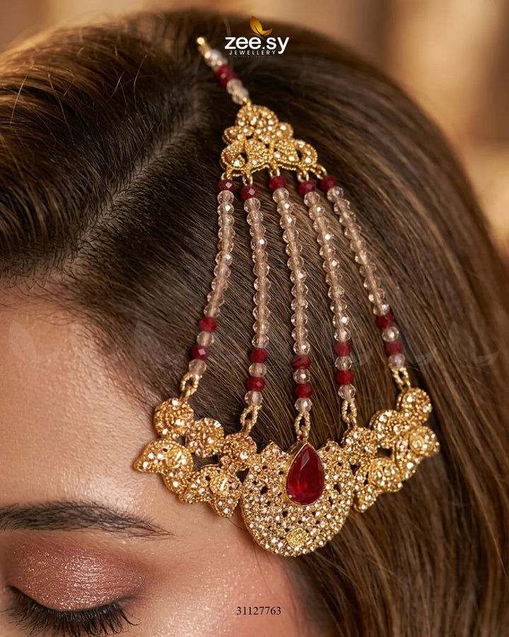 Scarlet Heritage Ruby Bridal Set Bridal Set - Zeesy Jewellery Pakistan | Premium Artificial & Imitation Jewellery