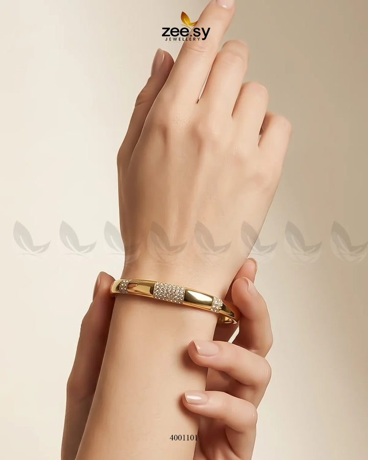 MH26 segmented crystal cuff bracelet featuring sleek metal segments and sparkling crystal accents on a stylish bracelet design.