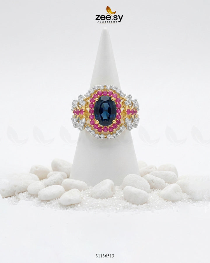 Serene Blue Gemstone Ring Finger Ring - Zeesy Jewellery Pakistan | Premium Artificial & Imitation Jewellery