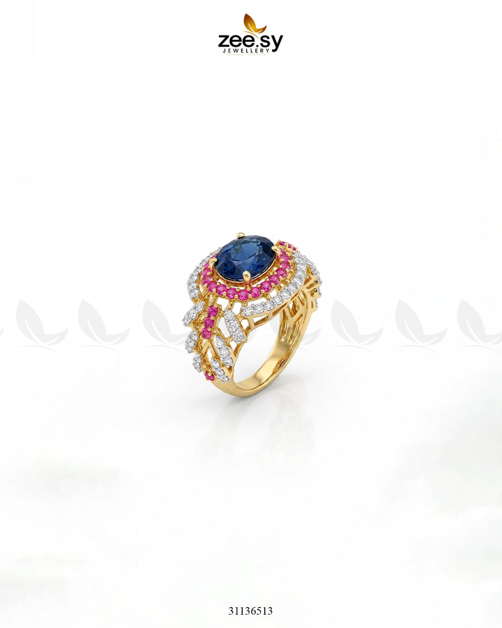 Serene Blue Gemstone Ring Finger Ring - Zeesy Jewellery Pakistan | Premium Artificial & Imitation Jewellery