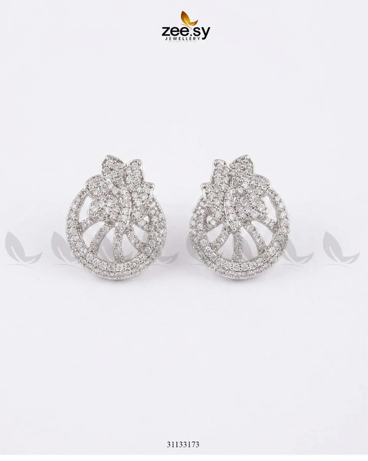 Dainty Floral Gemstone Earrings - Silver