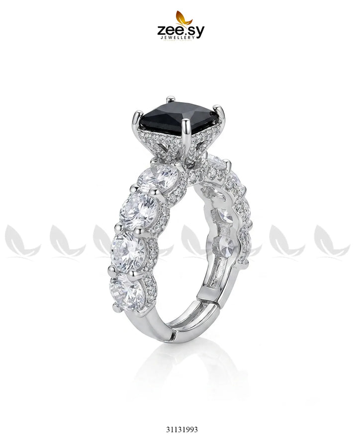 Silver Solitaire Center Stone Ring Finger Ring - Zeesy Jewellery Pakistan | Premium Artificial & Imitation Jewellery