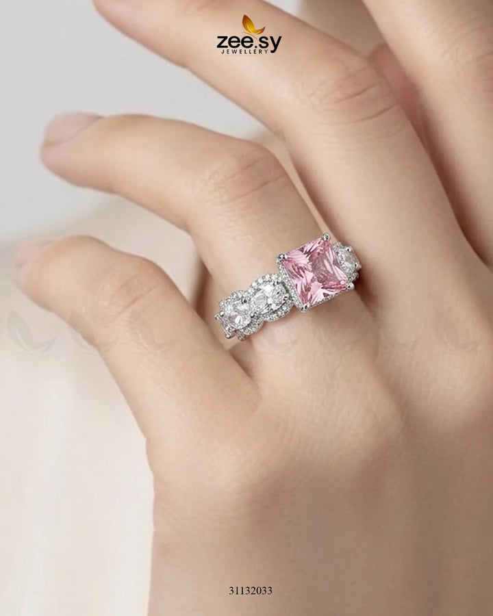 Silver Solitaire Center Stone Ring Finger Ring - Zeesy Jewellery Pakistan | Premium Artificial & Imitation Jewellery
