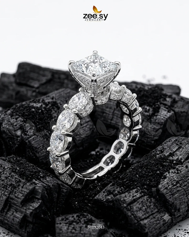 Silver Solitaire Center Stone Ring Finger Ring - Zeesy Jewellery Pakistan | Premium Artificial & Imitation Jewellery