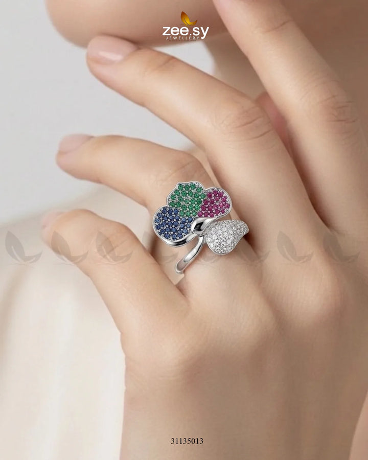 Silver Statement Gemstone Ring Finger Ring - Zeesy Jewellery Pakistan | Premium Artificial & Imitation Jewellery