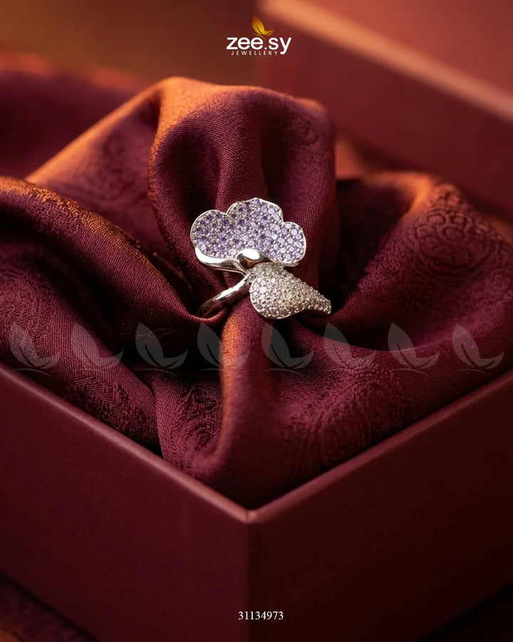 Silver Statement Gemstone Ring Silver Purple Finger Ring - Zeesy Jewellery Pakistan | Premium Artificial & Imitation Jewellery
