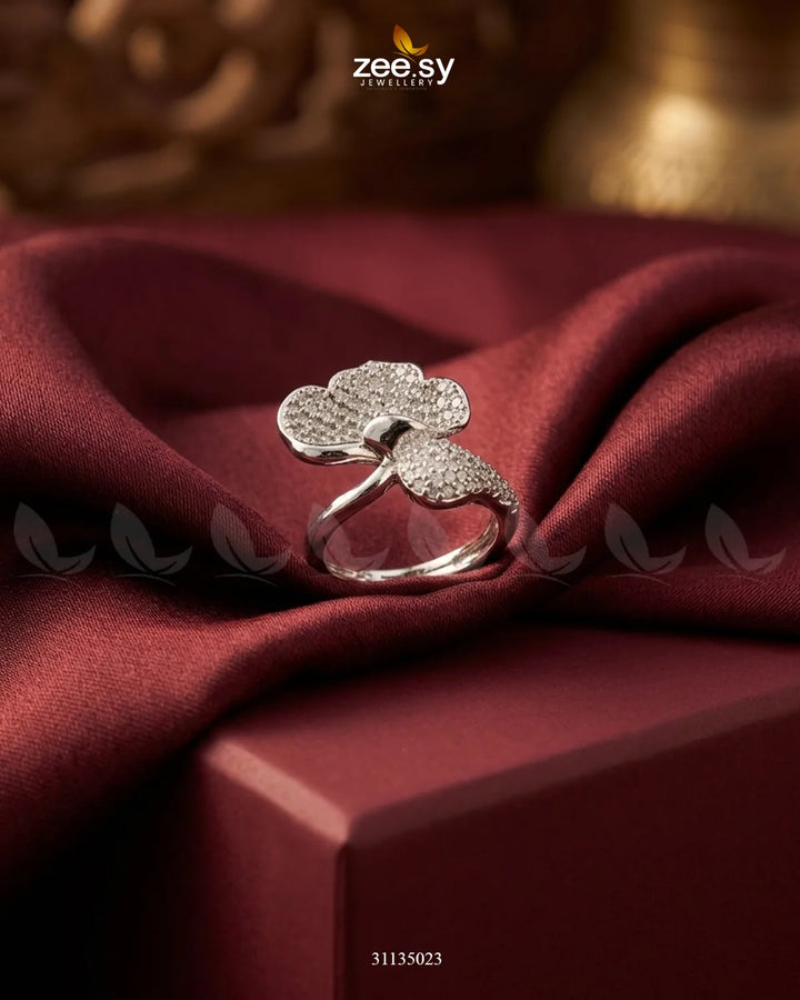 Silver Statement Gemstone Ring Silver White Finger Ring - Zeesy Jewellery Pakistan | Premium Artificial & Imitation Jewellery
