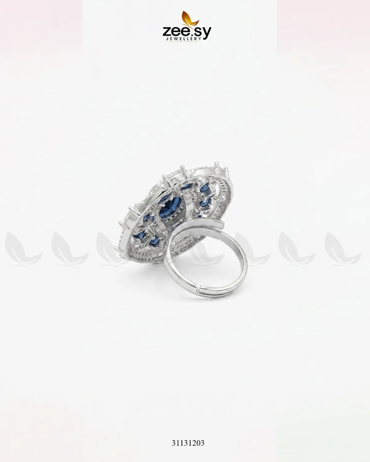 Silver Stunning Circle Crystal Ring Finger Ring - Zeesy Jewellery Pakistan | Premium Artificial & Imitation Jewellery