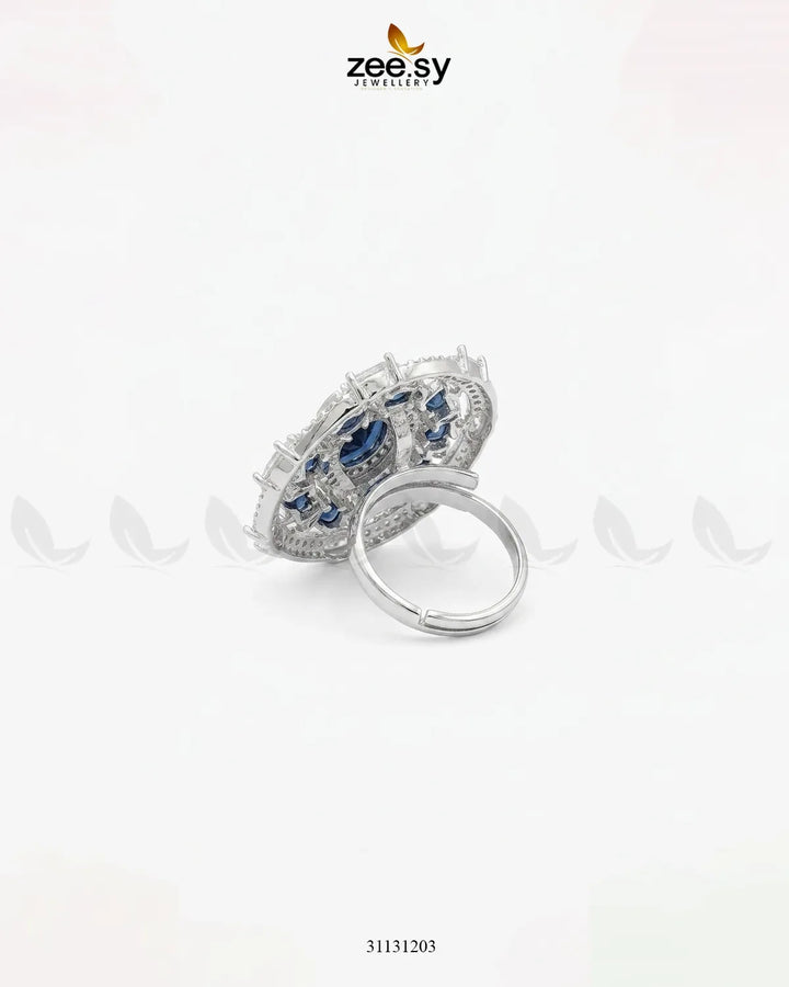 Silver Stunning Circle Crystal Ring Finger Ring - Zeesy Jewellery Pakistan | Premium Artificial & Imitation Jewellery