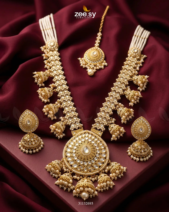 Sitara Center Kundan Malla Set Malla Necklace - Zeesy Jewellery Pakistan | Premium Artificial & Imitation Jewellery