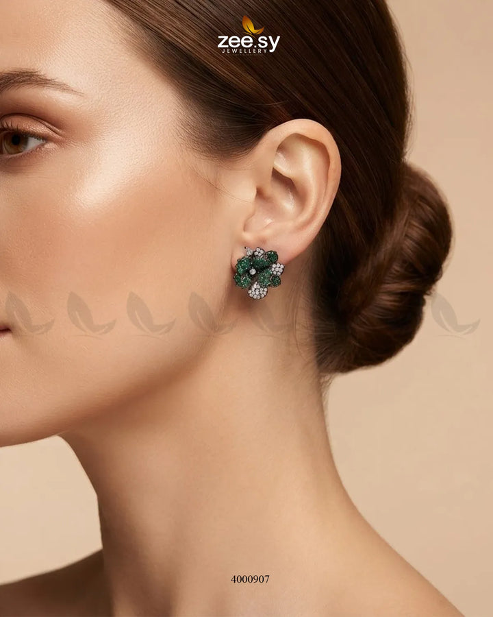 Sparkling AD Flower Earrings - Metallic Earrings - Zeesy Jewellery Pakistan | Premium Artificial & Imitation Jewellery