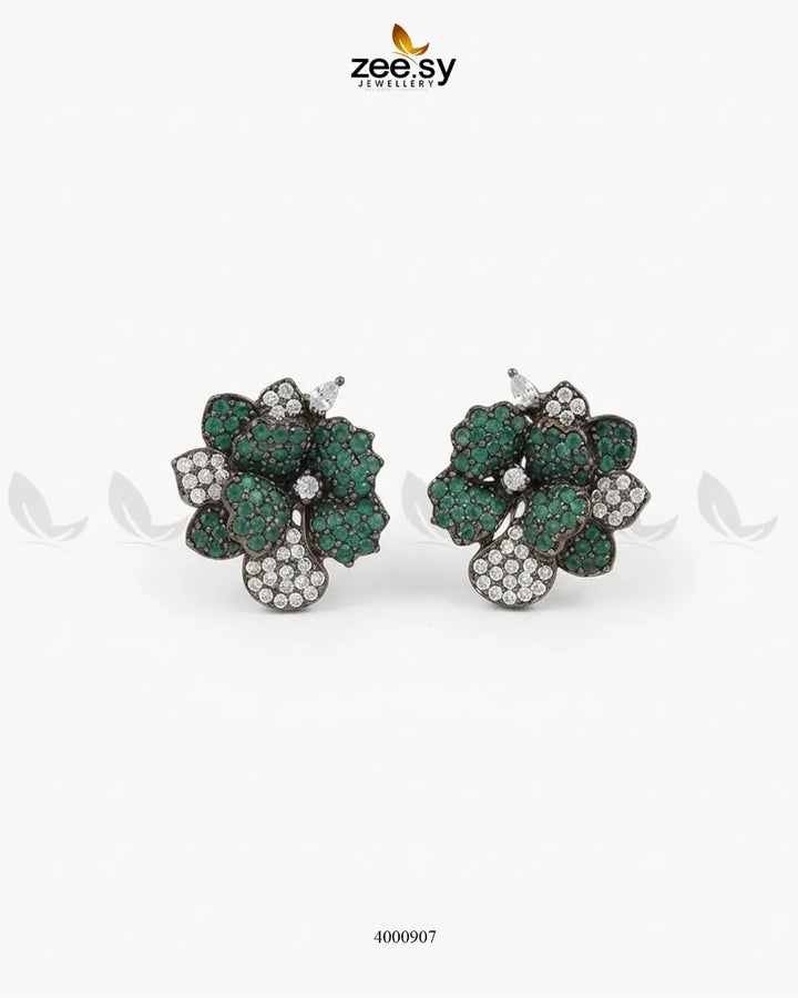 Sparkling AD Flower Earrings - Metallic Earrings - Zeesy Jewellery Pakistan | Premium Artificial & Imitation Jewellery