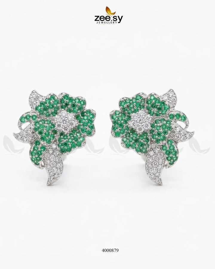 RHS09 sparkling American diamond silver earrings with elegant dangling design