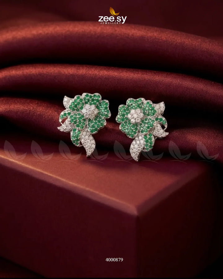 RHS09 sparkling American diamond silver earrings with elegant shimmering design