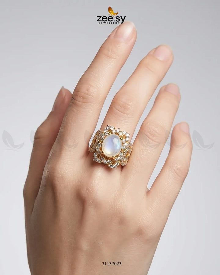 Sparkling Oval Stone Zircon Ring Finger Ring - Zeesy Jewellery Pakistan | Premium Artificial & Imitation Jewellery